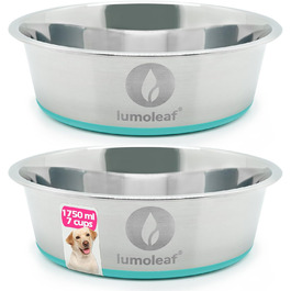 Набір мисок для собак LumoLeaf, нержавіюча сталь, великі, 2 x 3000 мл, з протиковзким силіконовим дном, для великих і середніх собак, миска для їжі та води, придатна для миття в посудомийній машині (подвійний набір)
