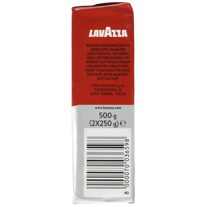 Мелена кава Lavazza Qualità Rossa Classico, збалансований смак, інтенсивність 7/10, для гейзерної кавоварки та фільтр-кави, 250 г (набір 10 упаковок)
