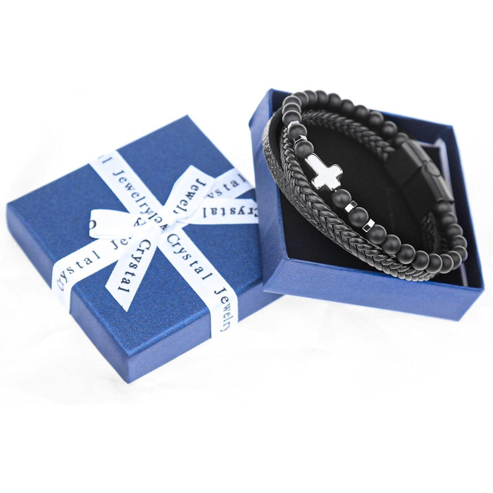 Чоловічий шкіряний браслет з хрестом, розарій, чорний/коричневий, аксесуар для чоловіків та хлопців