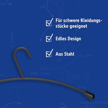 MAUL Clothes Hangers – modern steel clothes hangers in an elegant design – stable and durable hangers for clothing – black – 5-piece set
