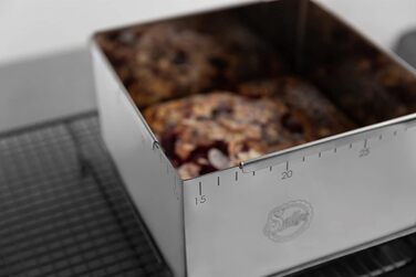 Форма для випікання Sally's, кругла і прямокутна, регульована, з нержавіючої сталі, висота 10,5 см, для тортів і десертів, 14,5x14,5–26x26 см