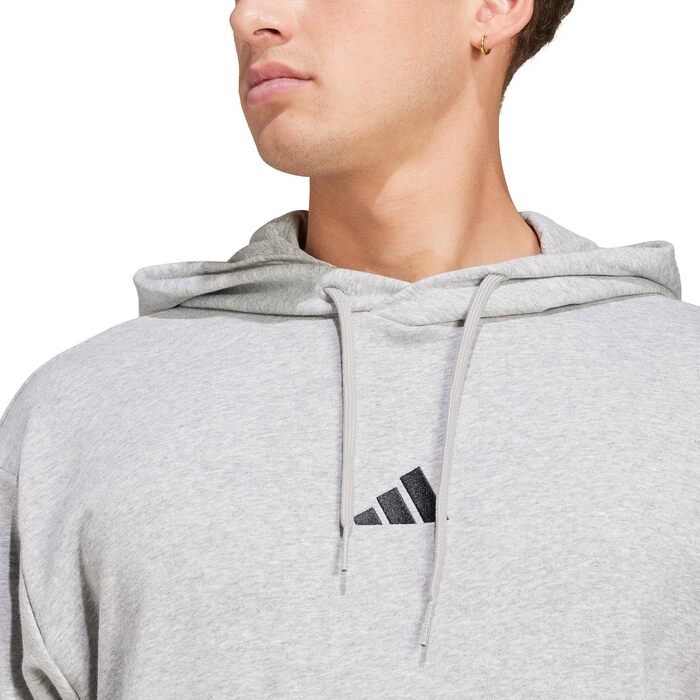 Чоловічий худі adidas Essentials Feelcozy з французьким тері, сірий меланж/чорний, розмір M