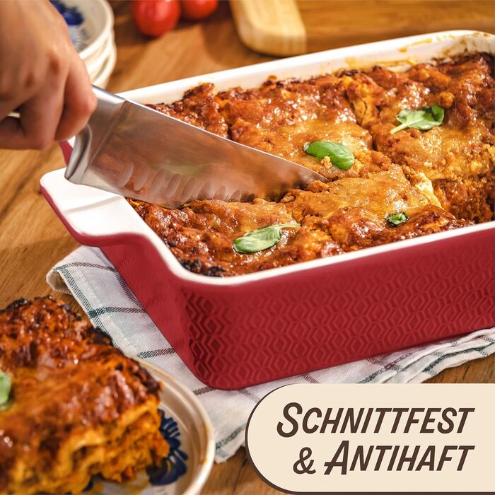 Форма для запікання Praknu Groß - Лазанья з кераміки з високим бортиком - Форма для запікання, тирамісу та запіканок - червона