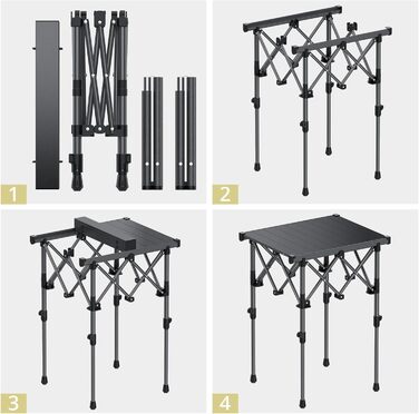 Складний кемпінговий стіл Anbte алюмінієвий 67x58 см, регульована висота (44/70 см), вантажопідйомність до 150 кг, з сумкою для зберігання - для пікніка, саду, балкону
