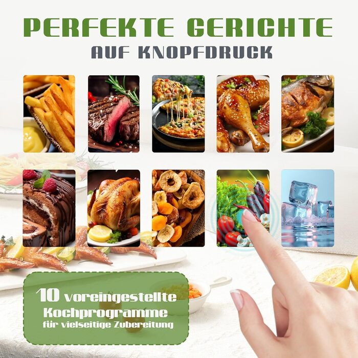 Фритюрниця з двома камерами 9л Heißluftfritteuse, 1700 Вт, сенсорний дисплей, нержавіюча сталь