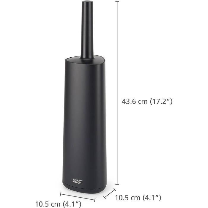 Силіконова щітка для унітазу Joseph Joseph з тримачем, гігієнічна, анти-краплі, глибоке очищення, сіра/біла, 12,3 x 8,69 x 43,1 см