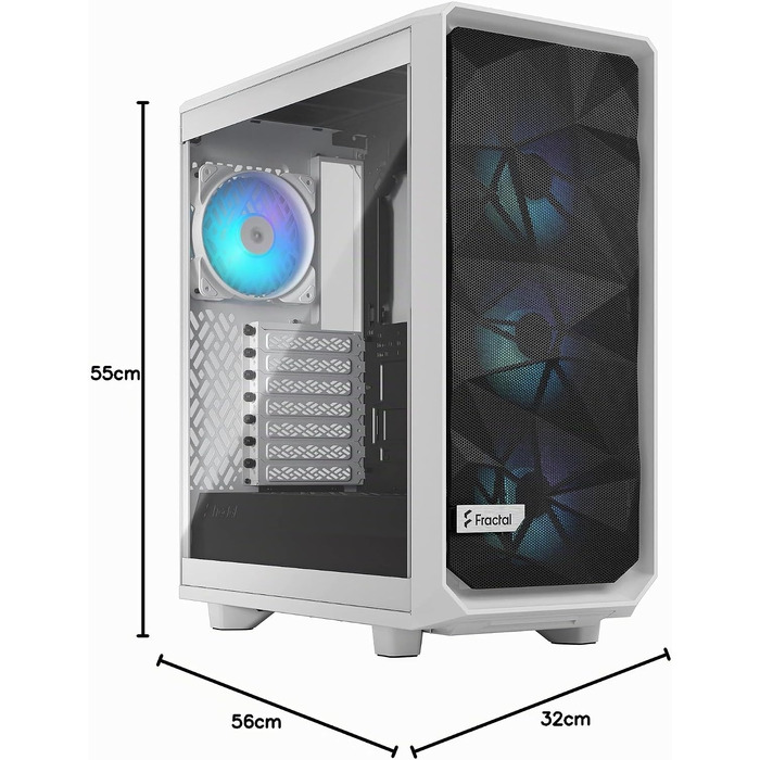 Корпус для ПК Fractal Design Meshify 2 Compact Black ATX Mid Tower, RGB White, загартоване скло (TG Clear Tint), високий повітряний потік