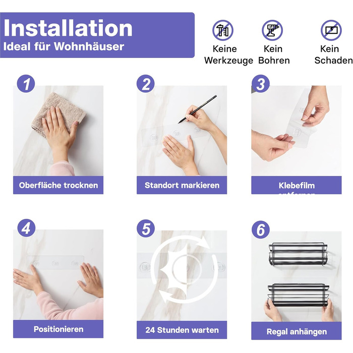 Дзеркальна поличка для душу KINCMAX з нержавіючої сталі без свердління, самоклеюча, з гачками (срібна) – хвиляста, срібна (набір з 2 шт. – пряма, чорна)