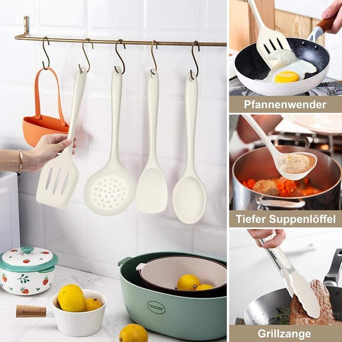 Набір кухонних аксесуарів Joyfair: 15 предметів з силікону, стійкий до нагрівання, антипригарний, для посуду, з тримачем, придатний для миття в посудомийній машині