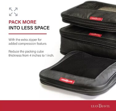 Органайзери для багажу LeanTravel (3 шт.) - комплект, чорний