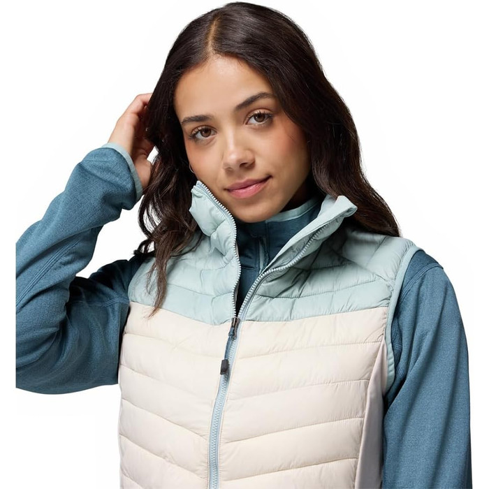 Жіночий жилет Columbia Powder Pass 3 Hybrid Puffer Vest - теплий та зручний (XL, Dark Stone, Crushed Blue)