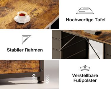 Комп'ютерний стіл Coleshome з 8 тканинними ящиками, 120x48 см, коричневий | Стіл для офісу, дому, вітальні