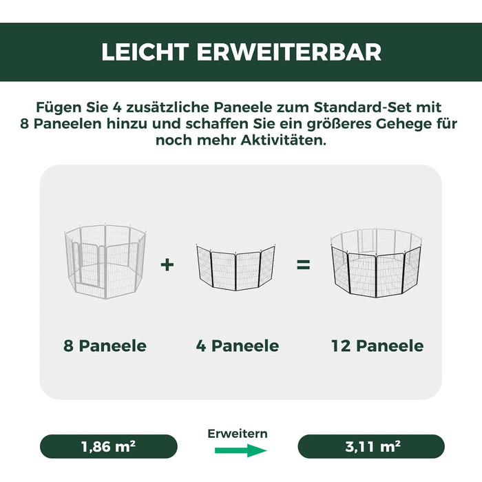 Вигул для цуценят FXW Rollick: для двору, кемпінгу, маленьких та середніх собак | 4 панелі, 115 см, чорний