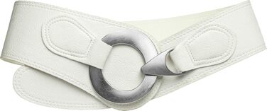 Жіночий широкий ремінь Caspar GU243 з крутою металевою пряжкою, білий (115 см)