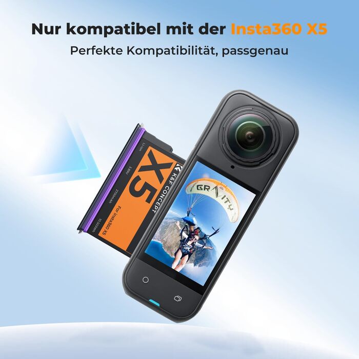 Акумуляторний набір K&F Concept для Insta360 X5: 2x 2700mAh акумулятори + Швидка зарядка 20W