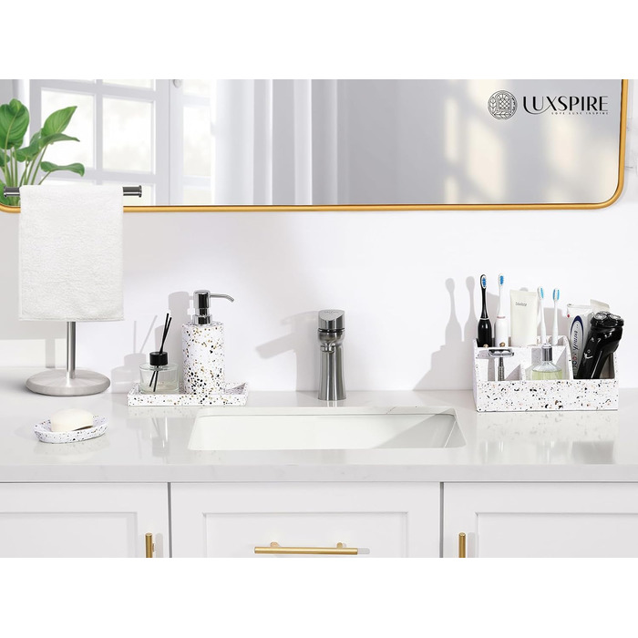 Тримач для зубних щіток Luxspire з 5 відділеннями, електричний, для сім'ї, велика місткість, органайзер для зубних щіток та макіяжу