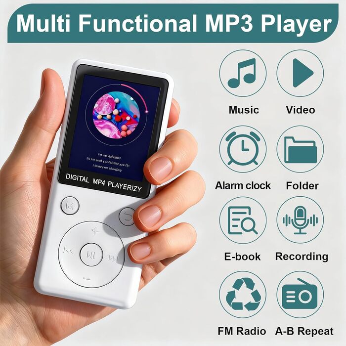 MP3 плеєр з Bluetooth 5.2, карткою пам'яті 32ГБ, 1.8