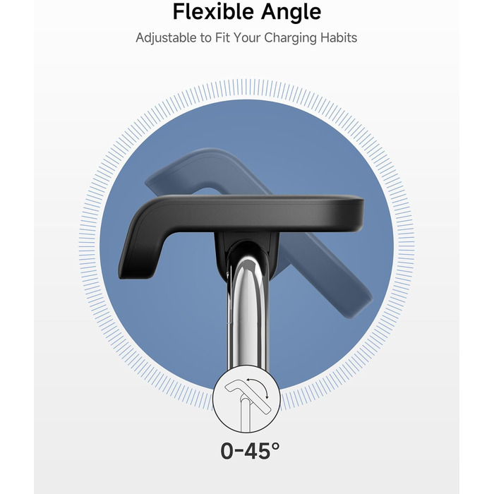 Зарядний пристрій для Apple Watch SwanScout 505A (Чорний): сумісний з Ultra 3, SE 3, Series 10, 9, 8, 7, 6, 5, 4, 3, 2, SE 2, 5W, бездротовий, регульований кут