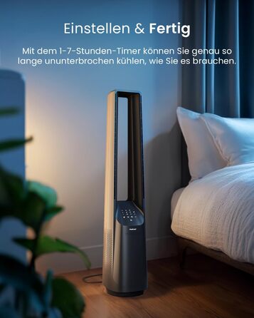 Вентилятор Pro Breeze 101 см з ротором, осцилюючий, з пультом, LED-дисплеєм, 6 швидкостей, тихий, 5 режимів, авто-обертання 60°, таймер 7 год, чорний