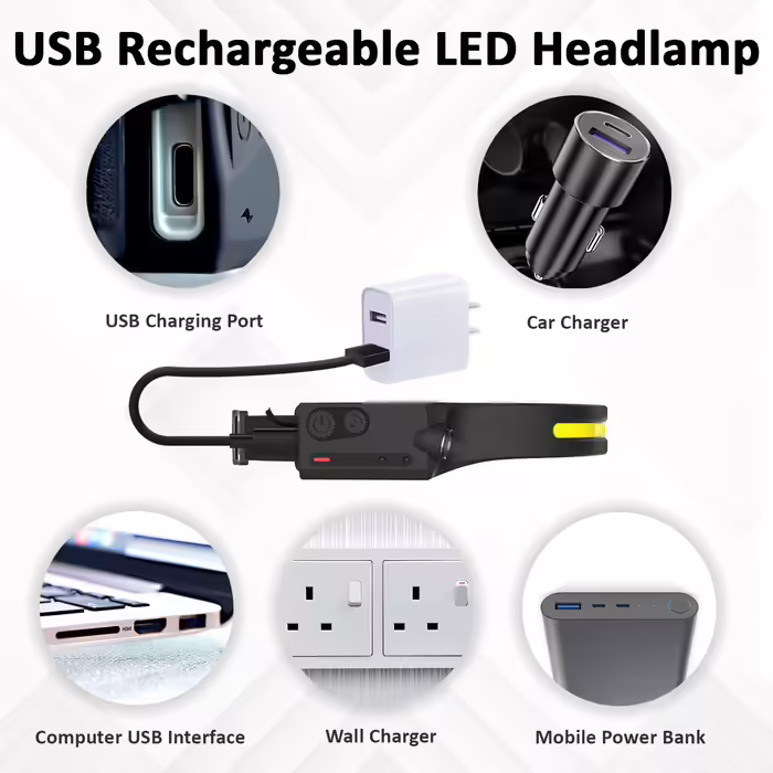 Налобний ліхтар Pristar LED, акумуляторний, 2 шт, USB зарядка, 5 режимів, для бігу та кемпінгу
