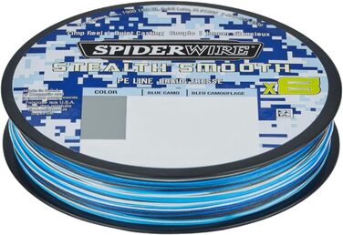 Плетена рибальська ліска Spiderwire Stealth Smooth 8, 300 м, Blue Camo, 8-ниткова, мікропокриття, діаметр 0,06-0,39 мм, навантаження 5,4-46,3 кг (0,11 мм – 10,3 кг), 2020 рік