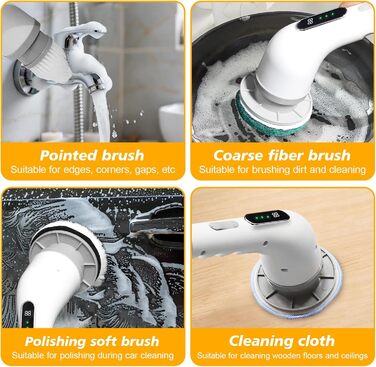 Електрична щітка для прибирання 9 в 1, 3 швидкості, регульована ручка 125 см, для ванної, кухні, плитки та авто