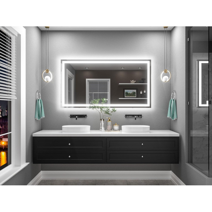 Дзеркало для ванної кімнати TETOTE з підсвічуванням 50x70 см, без рами, LED, сенсорне керування, 3 кольори, регулювання яскравості, функція пам'яті