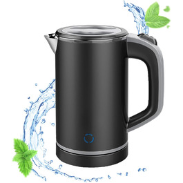 Електричний чайник MiliPow 0.8 л, 600W, для подорожей, з нержавіючої сталі, швидкий, з автовимкненням (чорний)