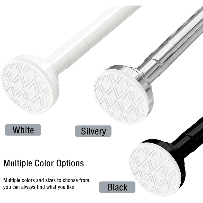 Труба для шторки у ванну/душ, телескопічна, без свердління, 60-290 см (срібляста)