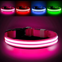 Світлодіодне нашийник для собак PcEoTllar, водонепроникний, 3 режими світіння, для малих, середніх та великих собак, рожевий
