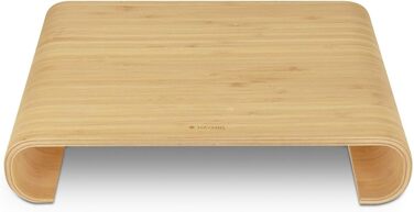 Navaris Monitor Stand - TV Stand - Computer Desk Table Monitor Riser Bank - Light Brown Bamboo Desktop Organizer