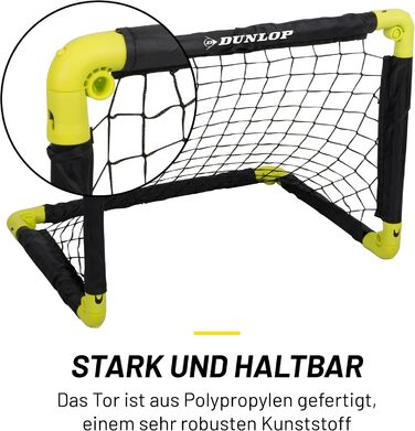 Ворота для футболу Dunlop - складані, чорно-жовті, 2 шт. (50x44x44 см) - для дітей, сад, тренування