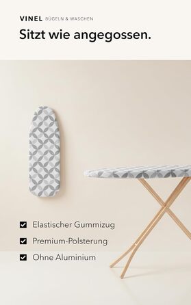 Набір для прасувальної дошки 120x40 см, бавовна, XXL-подушка, стабільний гумовий резинок, універсальний, сірий