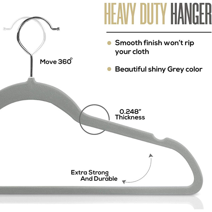 Вішалки для одягу Ediesi, 50 шт., сірі, з м'яким покриттям, для штанів, сорочок, спідниць, костюмів (без кріплення для краваток)