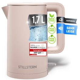 Електричний чайник Stillstern з фільтром із нержавіючої сталі, 1.7л, 2200Вт, з прецизійним носиком та антивідбитковим матовим покриттям (Бежевий)