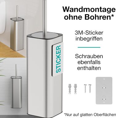 Настінна щітка для унітазу з силікону та металу - Klobürste Wandmontage - WC3680