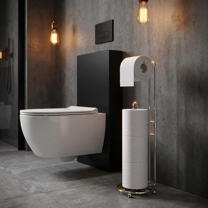 Тримач для туалетного паперу Simple Houseware, підставка для зберігання 3+1 рулон, хромоване покриття, висота 59 см