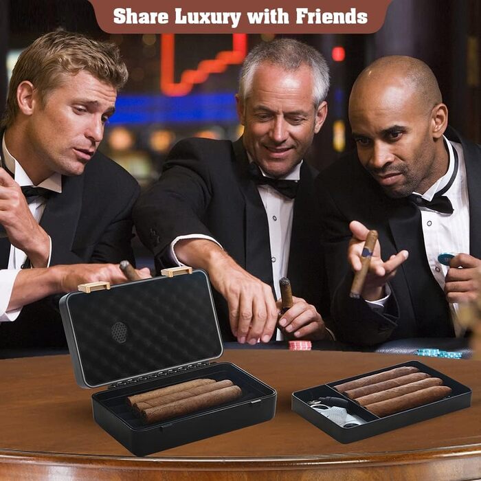 Зберігання сигар: Humidor з іспанської кедру з аксесуарами, гігрометром та вологостійким корпусом, чорний