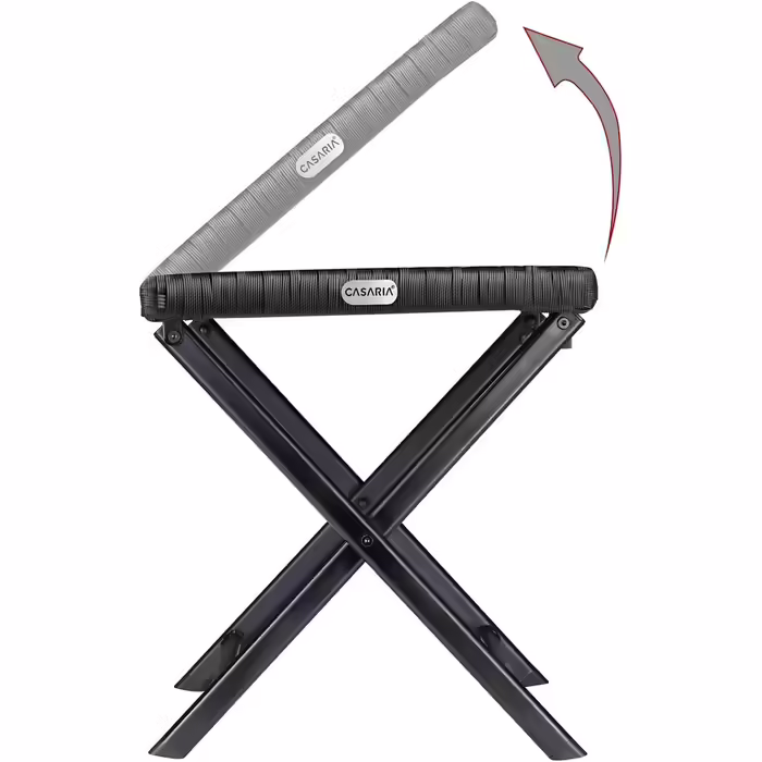 Casaria® Polyrattan Folding Stool, 75kg Load Capacity, 44x40x44cm, Foldable, Lightweight, Portable, Outdoor, Weatherproof, Garden, Terrace, Balcony, Camping Stool Chair Table 1