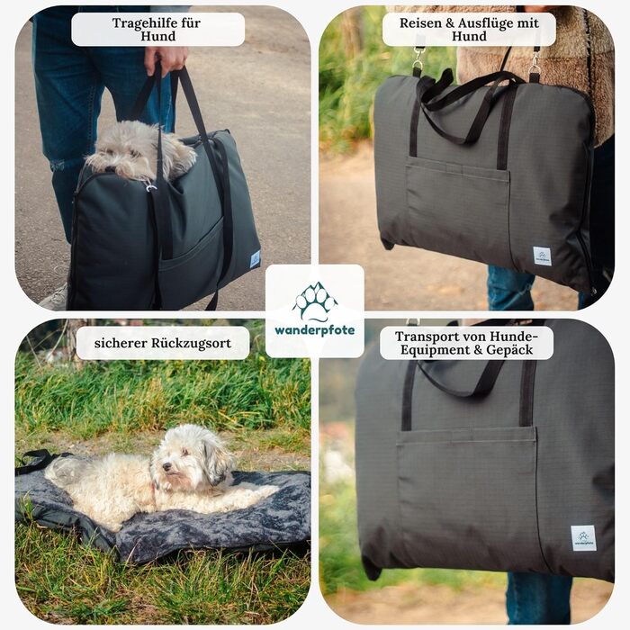 Ортопедичне собаче ліжко Wanderpfote для подорожей – зручне та сертифіковане ліжко для собак (M, Чорний)