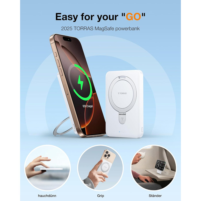 TORRAS Power Bank 5000mAh з MagSafe, 22.5W PD, USB-C, для iPhone 17 Pro Max та інших моделей