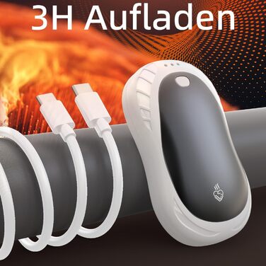 Електричні грілки для рук, 2 шт. Переносні кишенькові грілки, акумуляторні, 6000mAh, 3 режими нагріву, швидкий нагрів, ідеальний подарунок для спорту на відкритому повітрі, Різдво взимку, білий/чорний