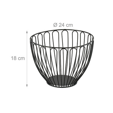 Relaxdays Black Metal Fruit Bowl