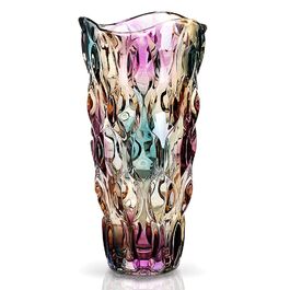 Скляна ваза для квітів Blumenvase Glas, 24 см, кришталева ваза, сучасний дизайн, велика ваза для букетів тюльпанів, декор для дому, подарунок на весілля, день матері (Бохо, кольорова)