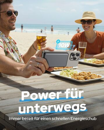 Powerbank MagSafe TRKOY Slim 5000mAh для iPhone: Кабельне та бездротове заряджання, USB-C, Зовнішній акумулятор сірого кольору