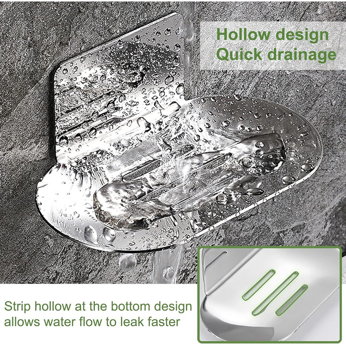 Підставка для мила на стіну без свердління, нержавіюча сталь, HONZUEN | Мильниця для ванної кімнати та кухні