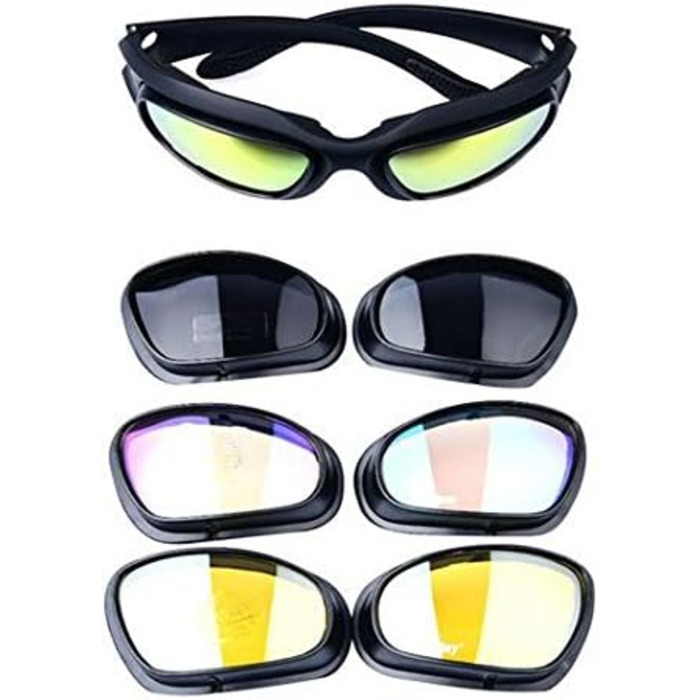 Polarized Driving Riding Lens Sunglasses with 4 Lenses for Motorcycle Bicycle Outdoor Activity Sport Hunting Military