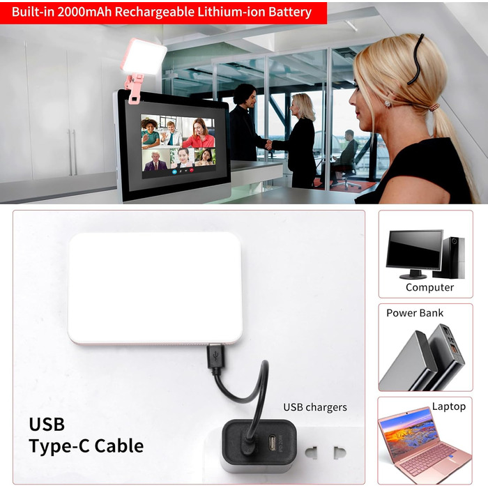 LED-відеолампа Newmowa NMW-80AI для селфі, TikTok, макіяжу та відеоконференцій (рожева)