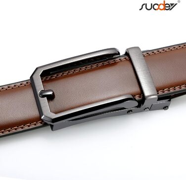 Чоловічий шкіряний ремінь Suosdey з автоматичною пряжкою, для костюма, джинсів та брюк, регульований, без отворів, ширина 30 мм, 115 см (B-brown, 105 см: для талії 83-90 см)