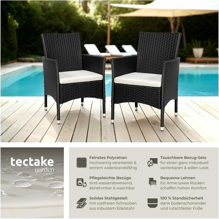 Tectake 2-Piece Poly Rattan Garden Chair Set